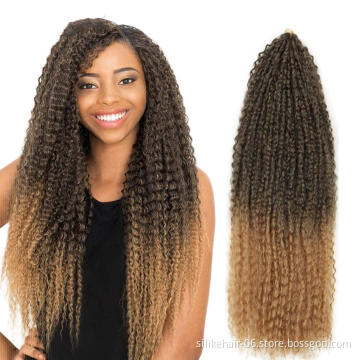 Afro Kinky Curly Crochet Hair Synthetic Brazilian Braids Curly Soft Ombre Brown Braiding Hair Extensions  brazilian hair braids